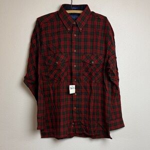 Men's Red and Black Plaid Button Down Shirt